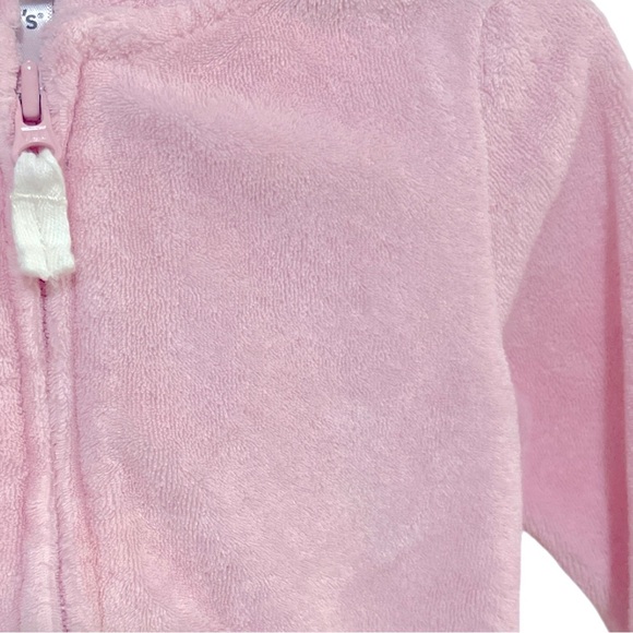 029 Carters 3 Month Girl Fleece Pink Zip-up Hoodie - Picture 2 of 2